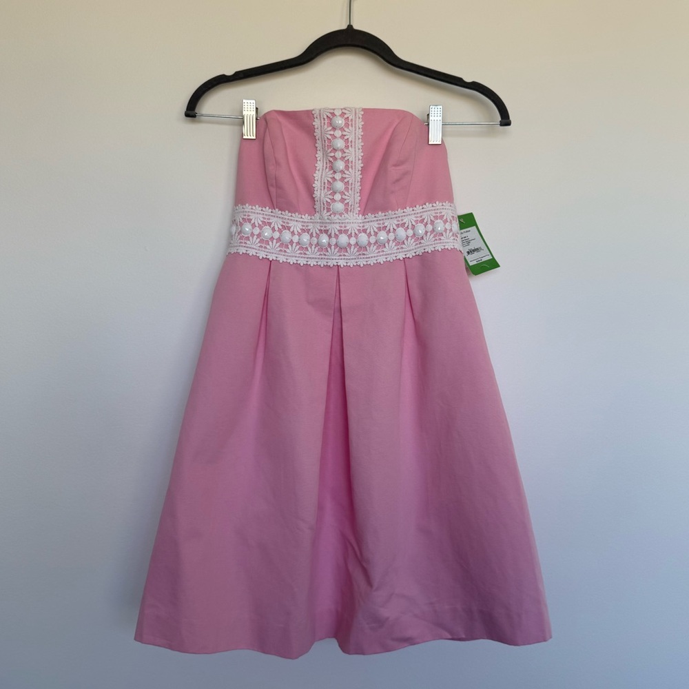 Lilly Pulitzer Betsey Strapless Dress - Size 0 Solid Faille NWT